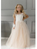 Ivory Lace Champagne Glitter Tulle Flower Girl Dress